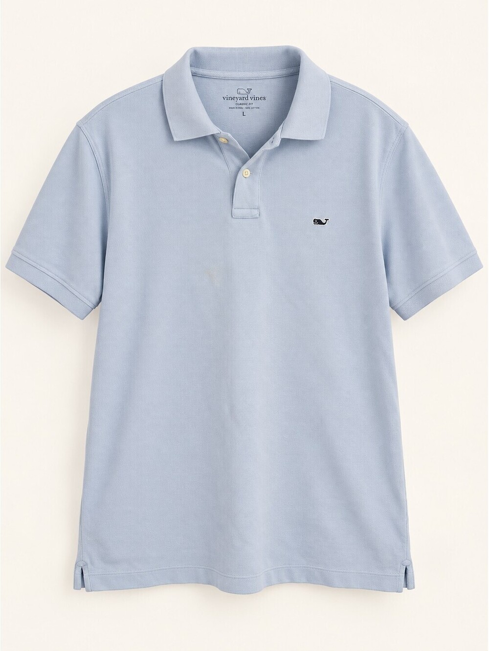 Vineyard Vines Classic Fit Pique Polo Shirt Light Blue Men’s L Cotton